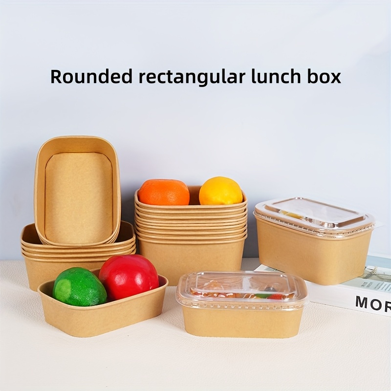 200pcs brown   paper takeout containers with rounded corners heavy duty stackable food storage boxes for restaurants lunch boxes parties picnics compatible with standard lunch boxes restaurant takeout containers natural   0