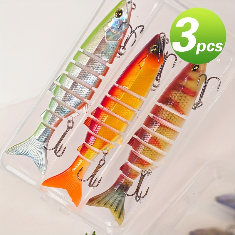 3pcs Lure Bait, Multi-section Lure Fish Five-color Uv Thermal Printing Plastic Hard Bait Plastic Box Packaging Lure Bait Set