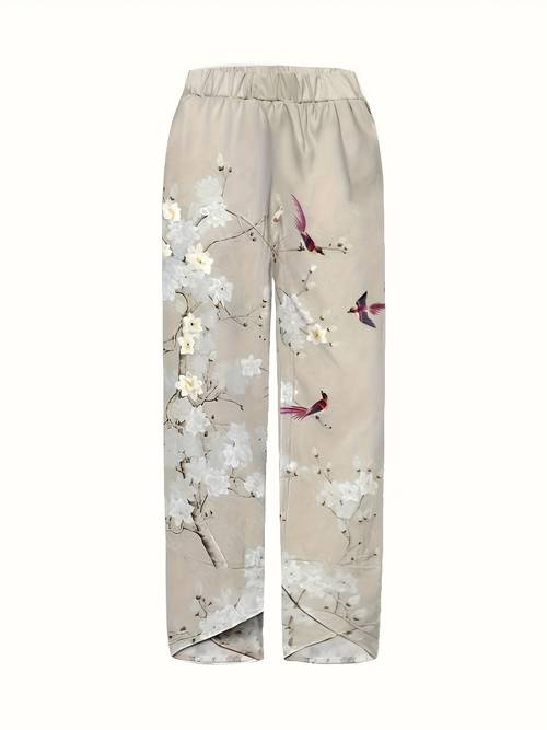 pantaloni casual da estate, pantaloni con stampa, pantaloni da donna con vita elasticizzata , abbigliamento da donna
