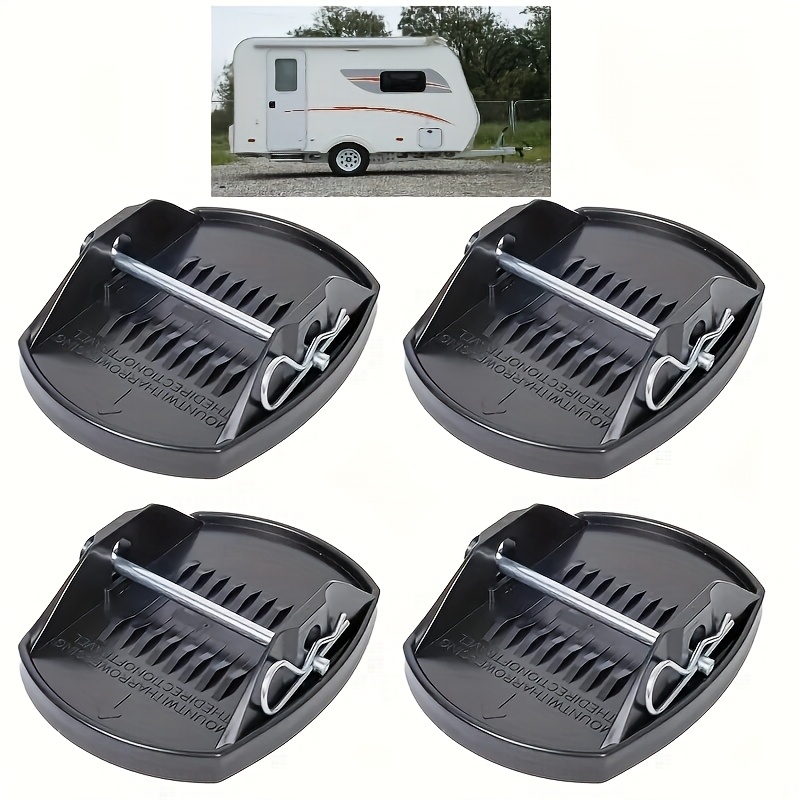 TEMU 4 piezas de almohadillas para jacks de RV, de resistencia, plásticas, con pies de acero, soporte ajustable para de las ruedas, para RV, caravana, remolque, camper, uso exterior, bloques de RV.