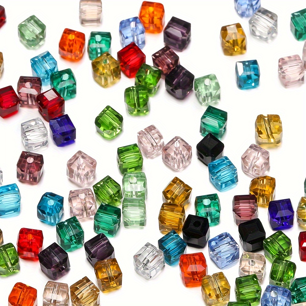 

Assortiment de perles en cristal de cube de verre, couleurs mélangées de 4/6/8mm, perles espacées pour la fabrication de bracelets, colliers et fournitures de bijoux DIY