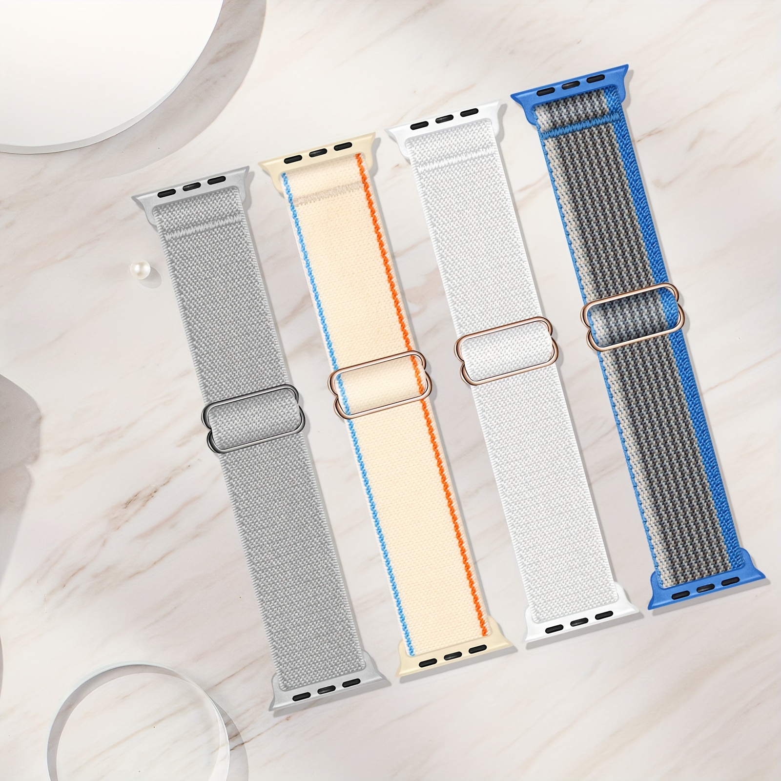 4 Packs Stretchy Solo Loop Compatible With IWatch Band 38mm 40mm 41mm 42mm 44mm 45mm 49mm Women Men, Soft Nylon Elastic Braided Strap Wristbands For IWatch Series Ultra 9/8/7/6/5/4/3/2/1/SE