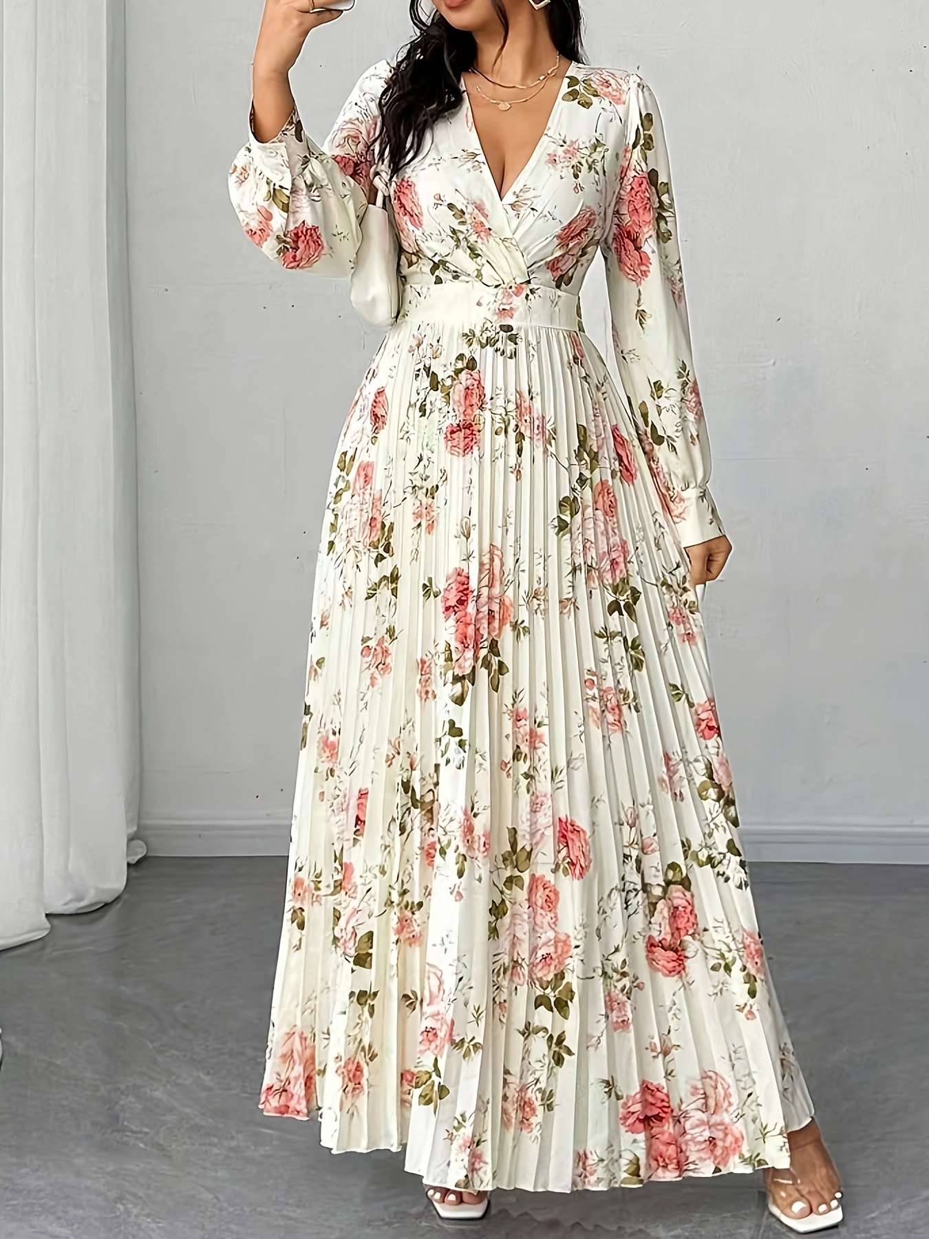 floral long sleeve maxi dress - Mauritius