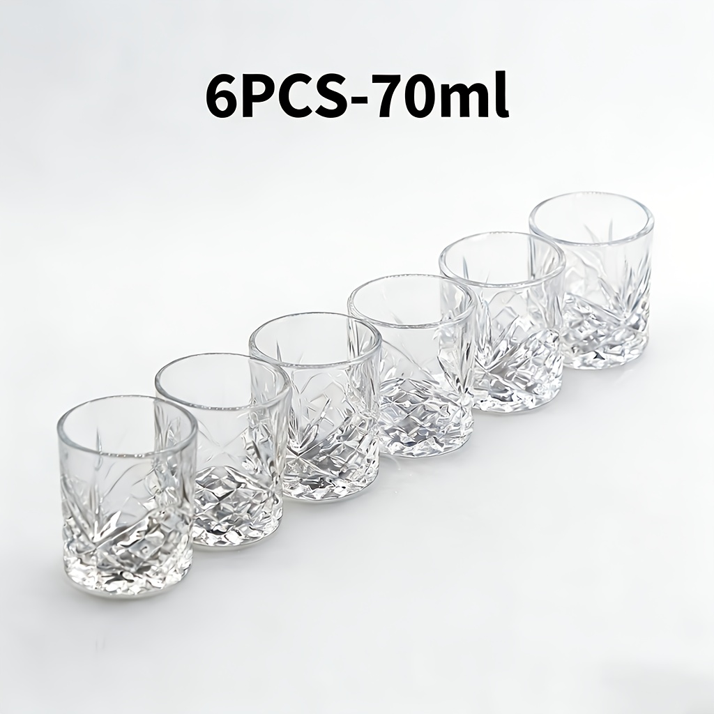 TEMU 6pcs Of Mini Wheat Glasses, 70ml Whiskey Shot Cups, Perfect Gift For Men, Bar-grade Pure Drinking Glasses Suitable For Vodka, Tequila, And