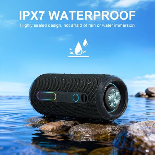 heavy long lasting bluetooth speaker 24w power speaker tws pairing for two or more speakers eq switch for treble and ipx7 12 hour time suitable for cycling outdoor activities travel and parties