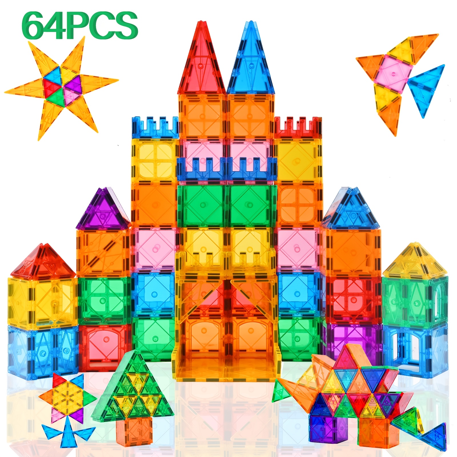 TEMU 124//64/42pcs Magnetic Building Blocks Tiles Toy Learning Educational Construction For Boys Girls Toys Building & Construction Toys Halloween