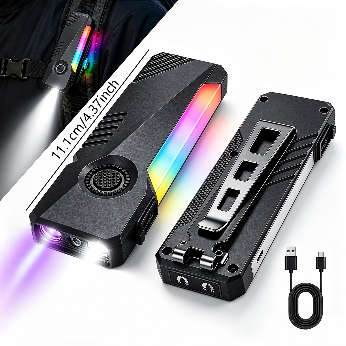 Power Outage Emergency Edc Flashlight 1500 Rechargeable With Uv Light Magnetic Type C Compact Gear For Camping Car Repair Hurricane Preparedness