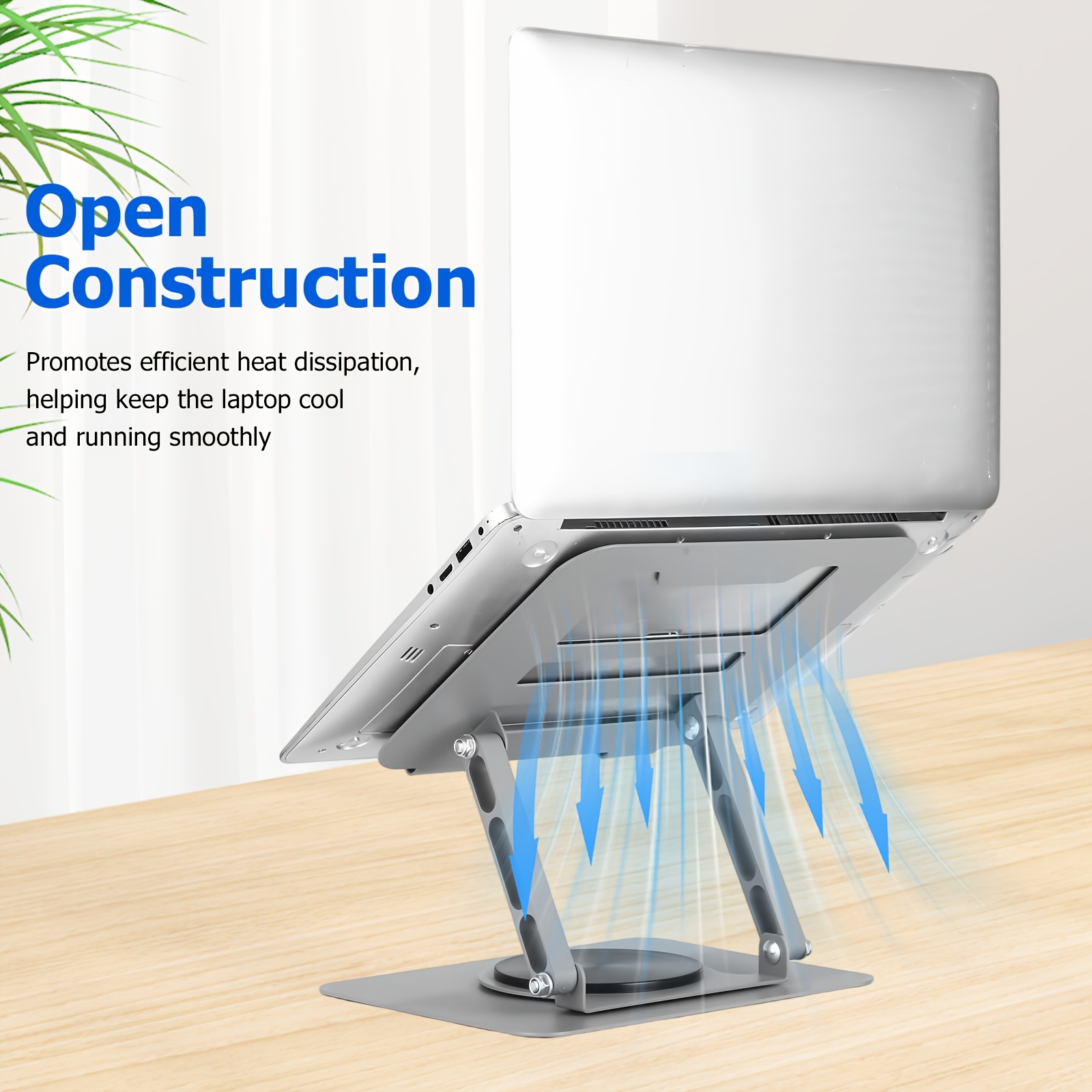 Image of Adjustable Laptop Stand With 360° Rotating Base, Ergonomic Computer Riser With Anti-slip Silicone Pads, Suitable For Home Office And Desktop Setup