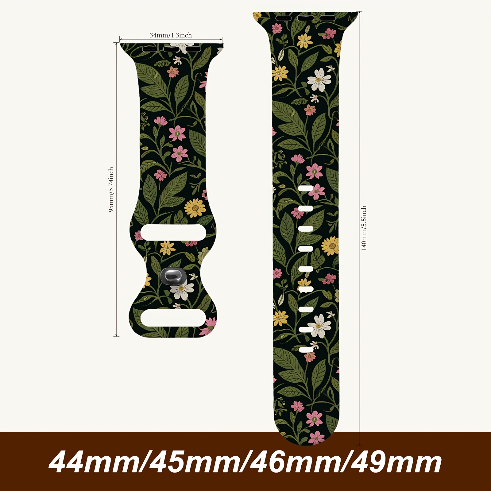 TEMU Floral Band Compatible With Watch Bands 38mm 40mm 41mm 42mm 44mm 45mm 49mm For Women Men Gifts Fancy Dressy Cute Flower Pattern Soft Wristband