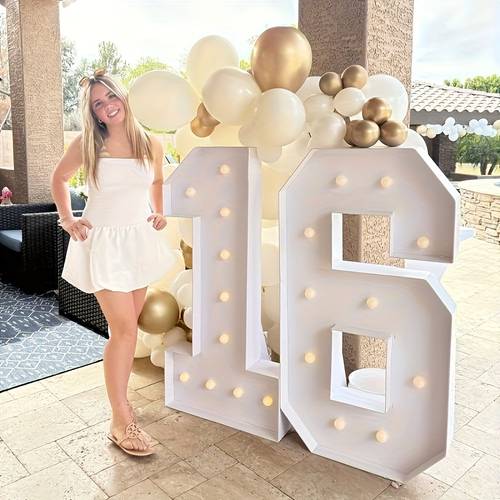 120cm 4ft large 3 light kt board assembly frame tabletop deco for party popular digital prop for photo shoots milestones birthdays graduations festive party deco warm light