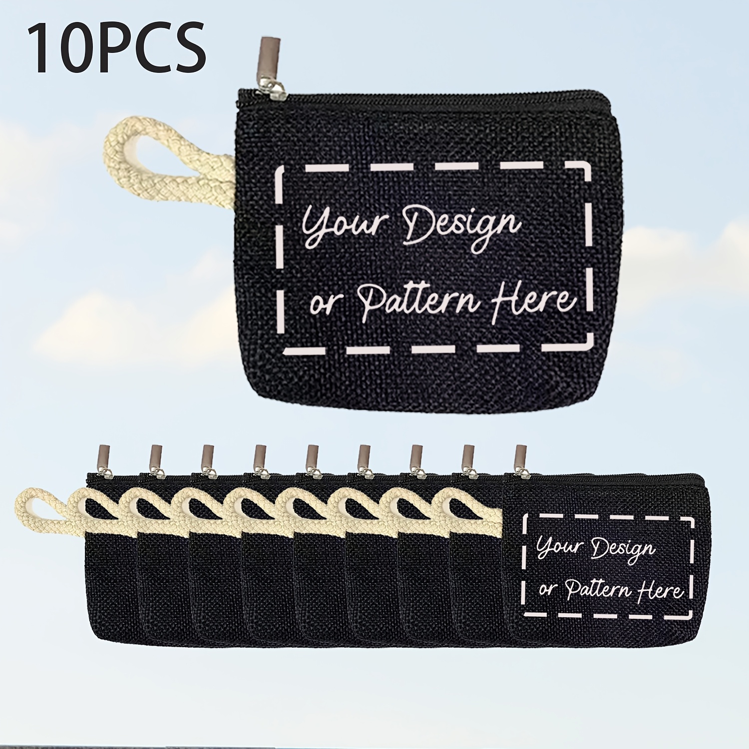 TEMU 10pcs Women's Casual Coin Purse Set, Personalized Hot Stamping Custom Logo Name Phone Number, Daily Storage For Lipstick, , Data Cables, Zipper