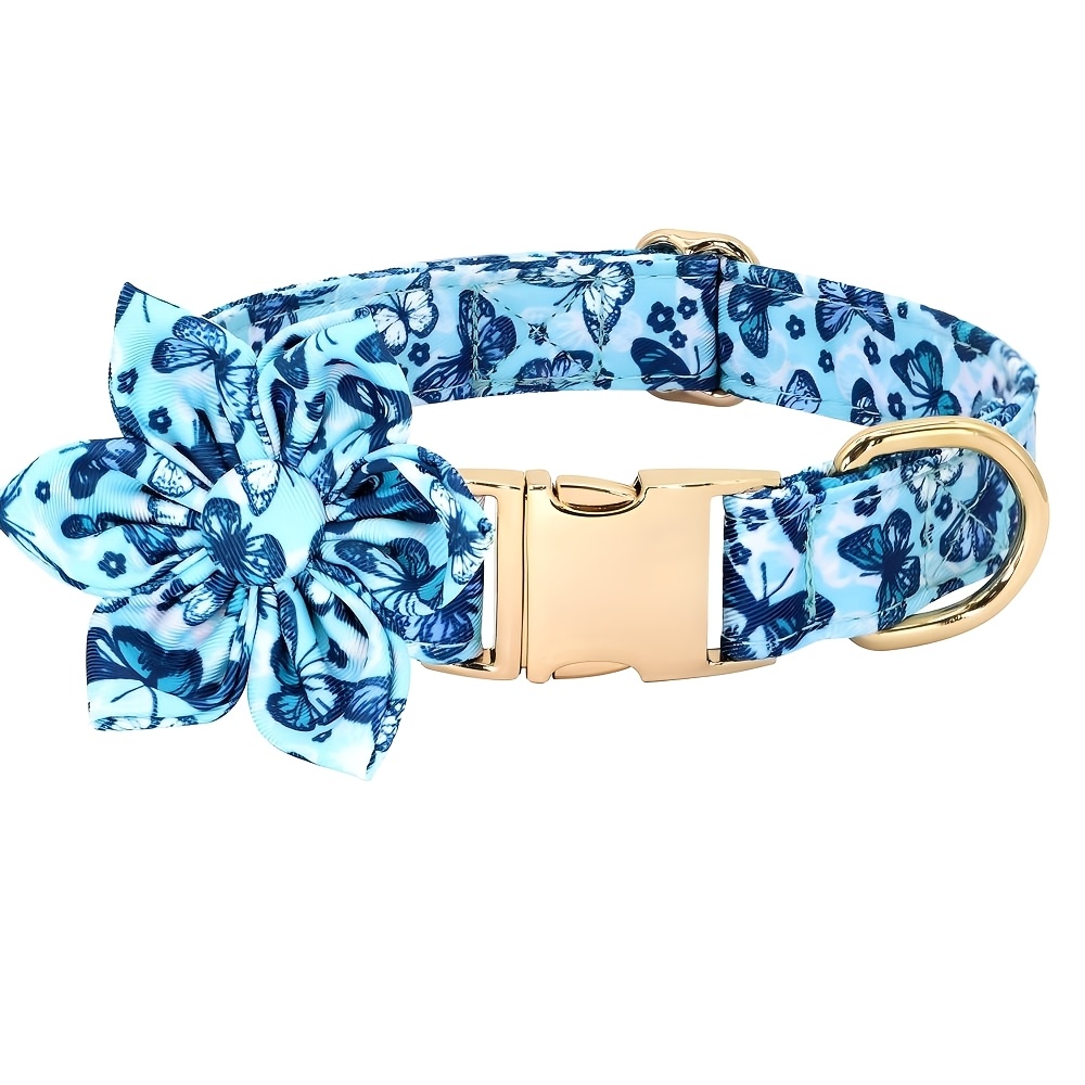 Adjustable Dog ID Collar Flower Pet Necklace