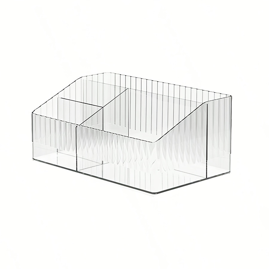 TEMU Makeup Organizer, Desktop Multi-compartment Cosmetic Storage Box, Vanity Lipstick And Makeup Brush Skincare Shelf, Bathroom Countertop Makeup