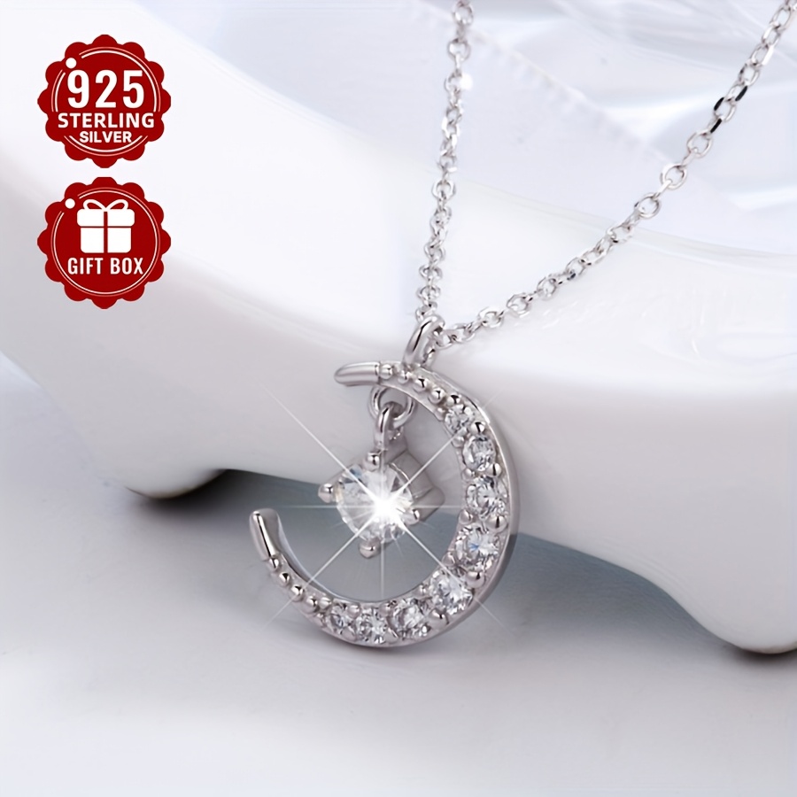 

Un collier délicat et luxueux en argent sterling 925, avec des zircons synthétiques au-dessus de la , idéal pour offrir en cadeau de ou , avec un haut de gamme et 1,8 g, cadeau pour l'Aïd, le Ramadan