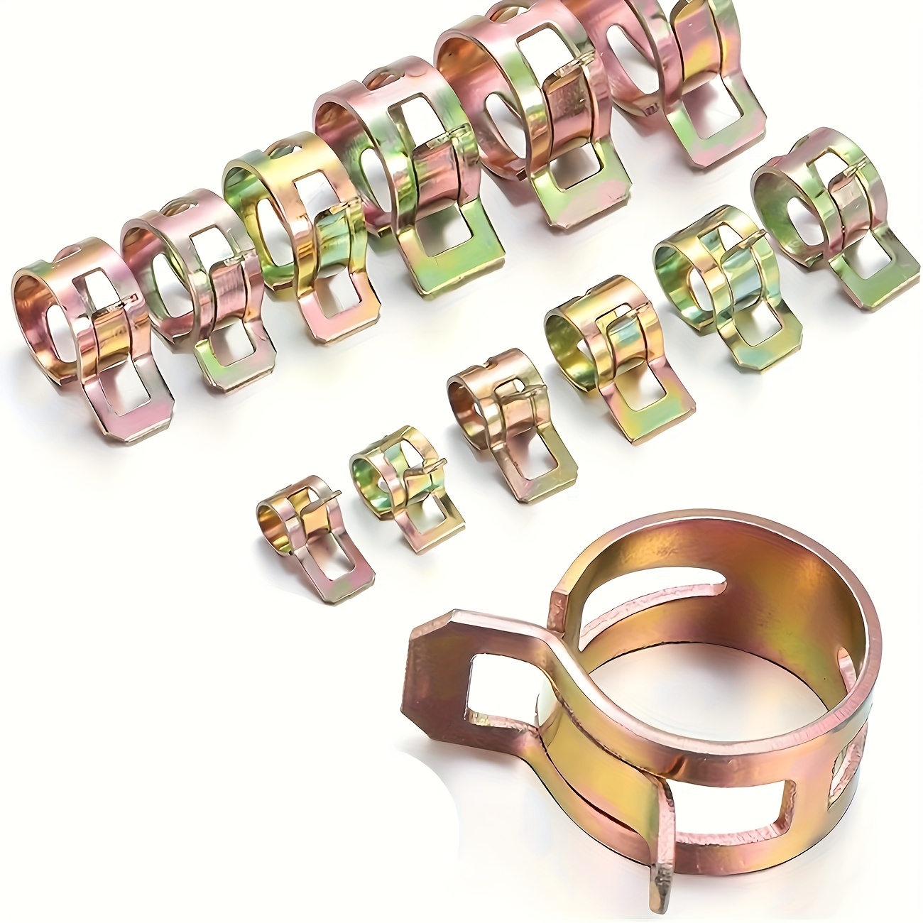 115-Piece Hose Spring Clamp Set – 6-22mm Fuel Water Line Clips Gold Finish