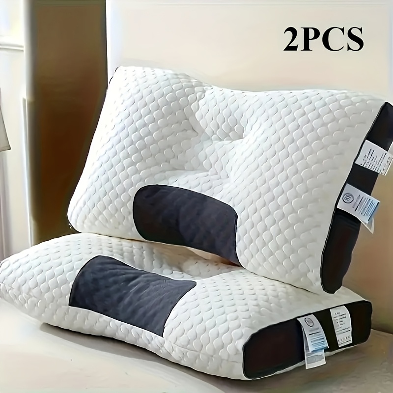 TEMU 2pcs Soft And Breathable Neck Pillow, Suitable For Side Sleep, Lying Down, Sleep Pillow, Ergonomic Neck Support, Long Sleep Without Collapsing,