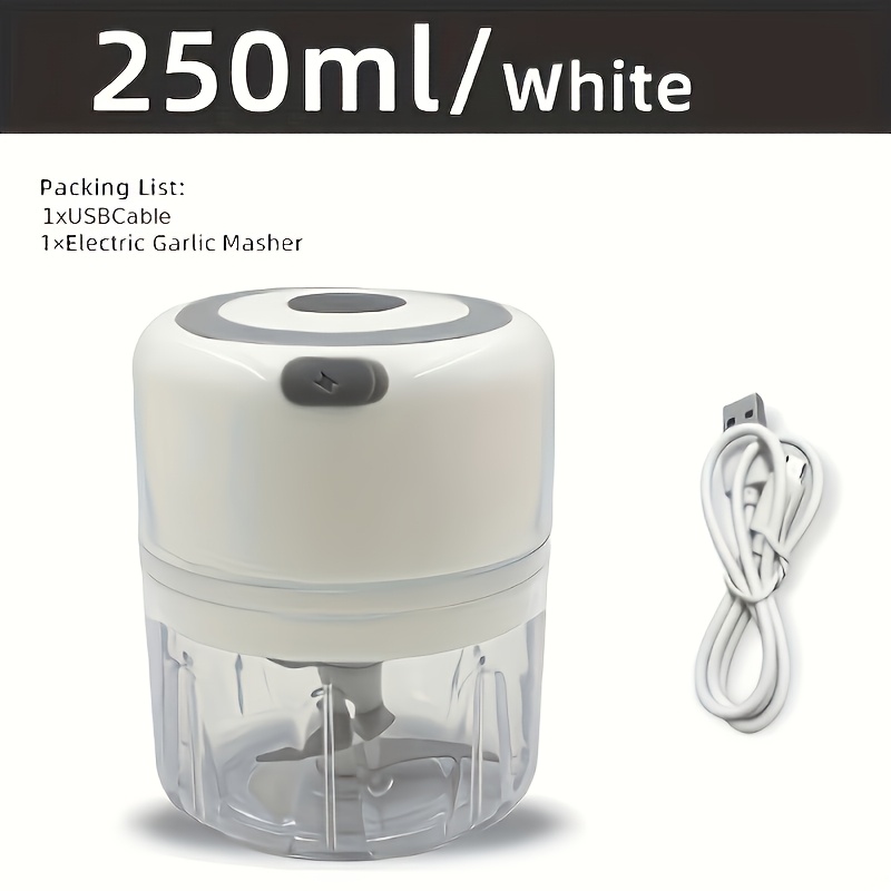 TEMU Mini Hachoir Robot 250g, Hachoir à Viande avec Câble de Charge USB, Petit Robot avec 3 Lames en Acier Inoxydable, Coupe-Viande Électrique, Idéal