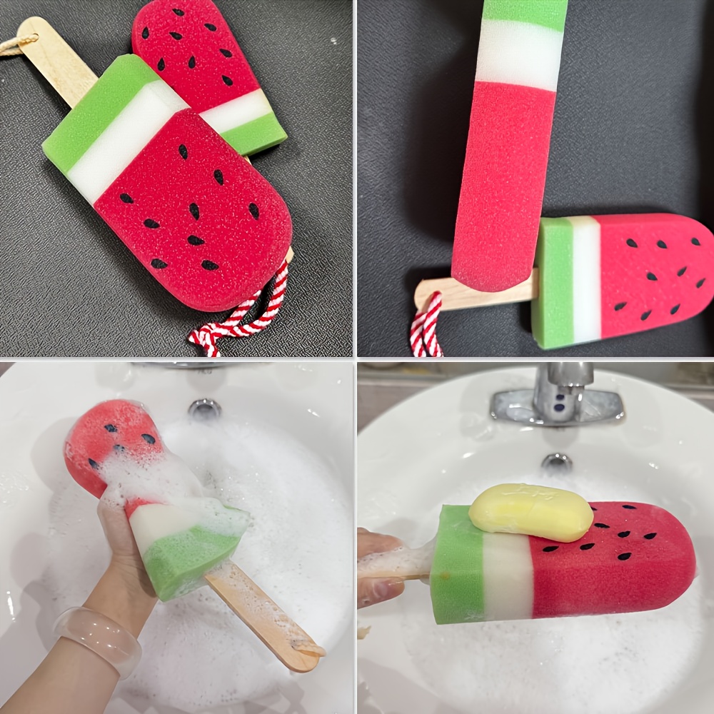 Summer Watermelon Ice Pop Bath Sponge, Soft Exfoliating Brush