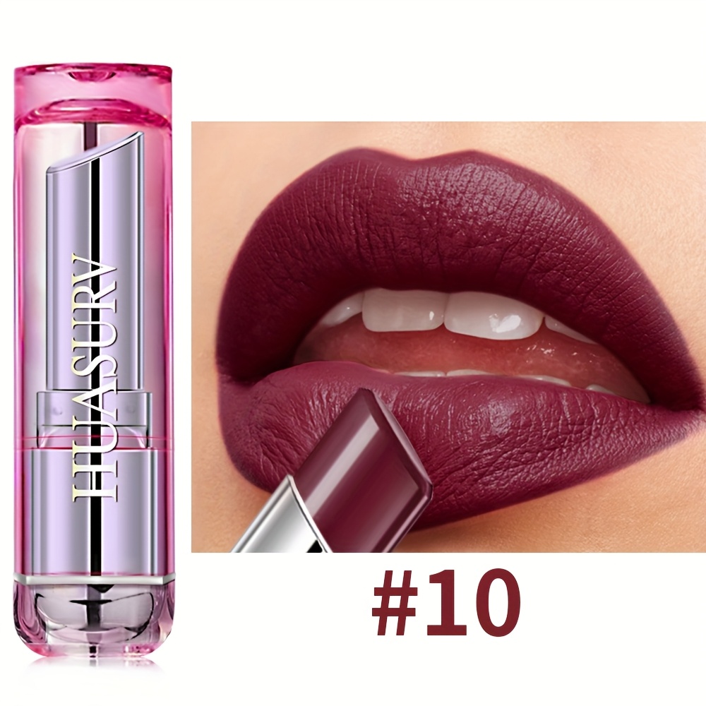 Image of [mother's Day Gift][girl's Gift][holiday Gift][1pcs]huasurv Glamor Hydrating Shiny Lipstick Elegant Wine Red Tone, Velvet Matte Effect, Suitable For Evening Makeup