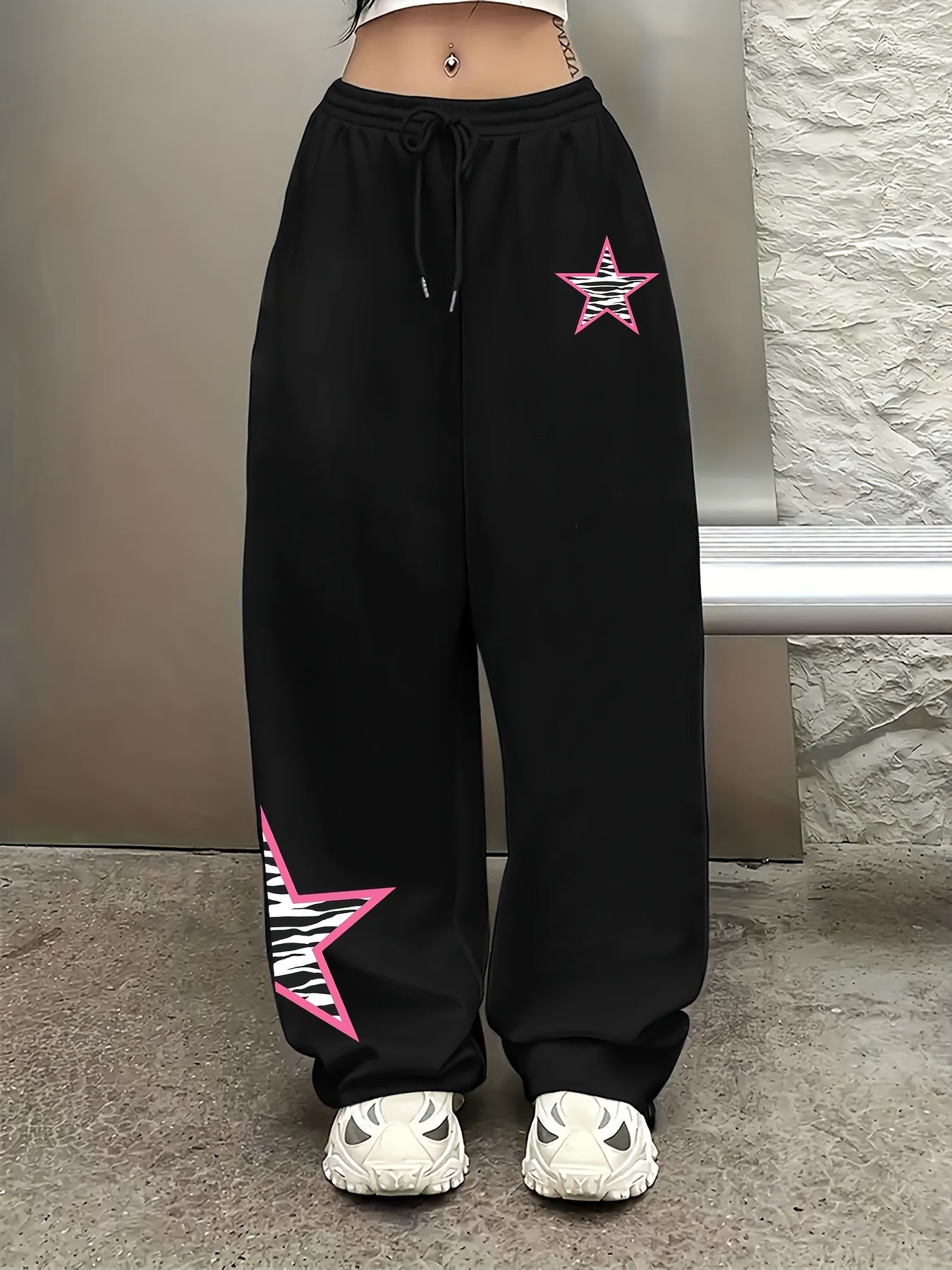 urban fashion women's casual hip hop streetwear pants black Temu