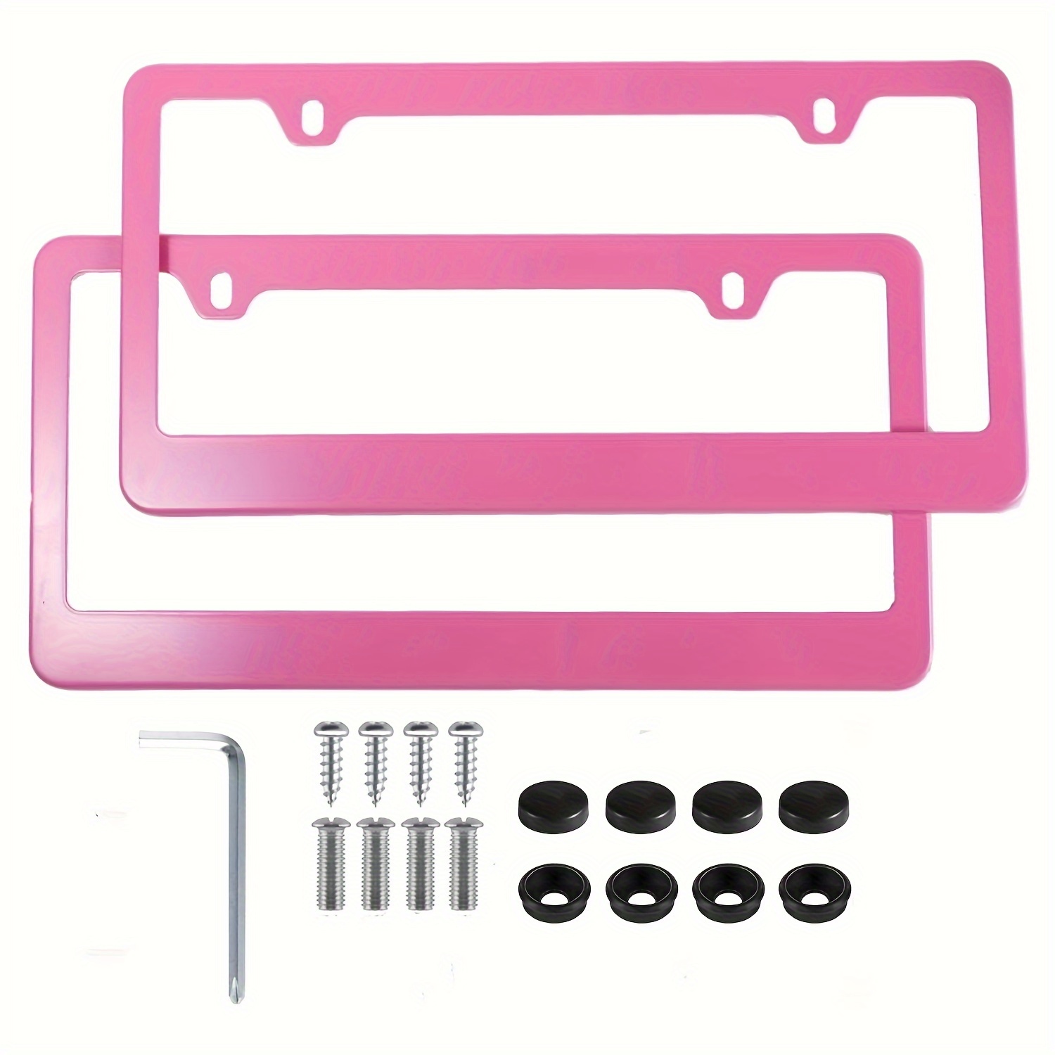 

Popular Us-style Pink License Plate Holder, Stainless Steel License Plate Frame, Women's License Plate Protection Cover, 2pcs