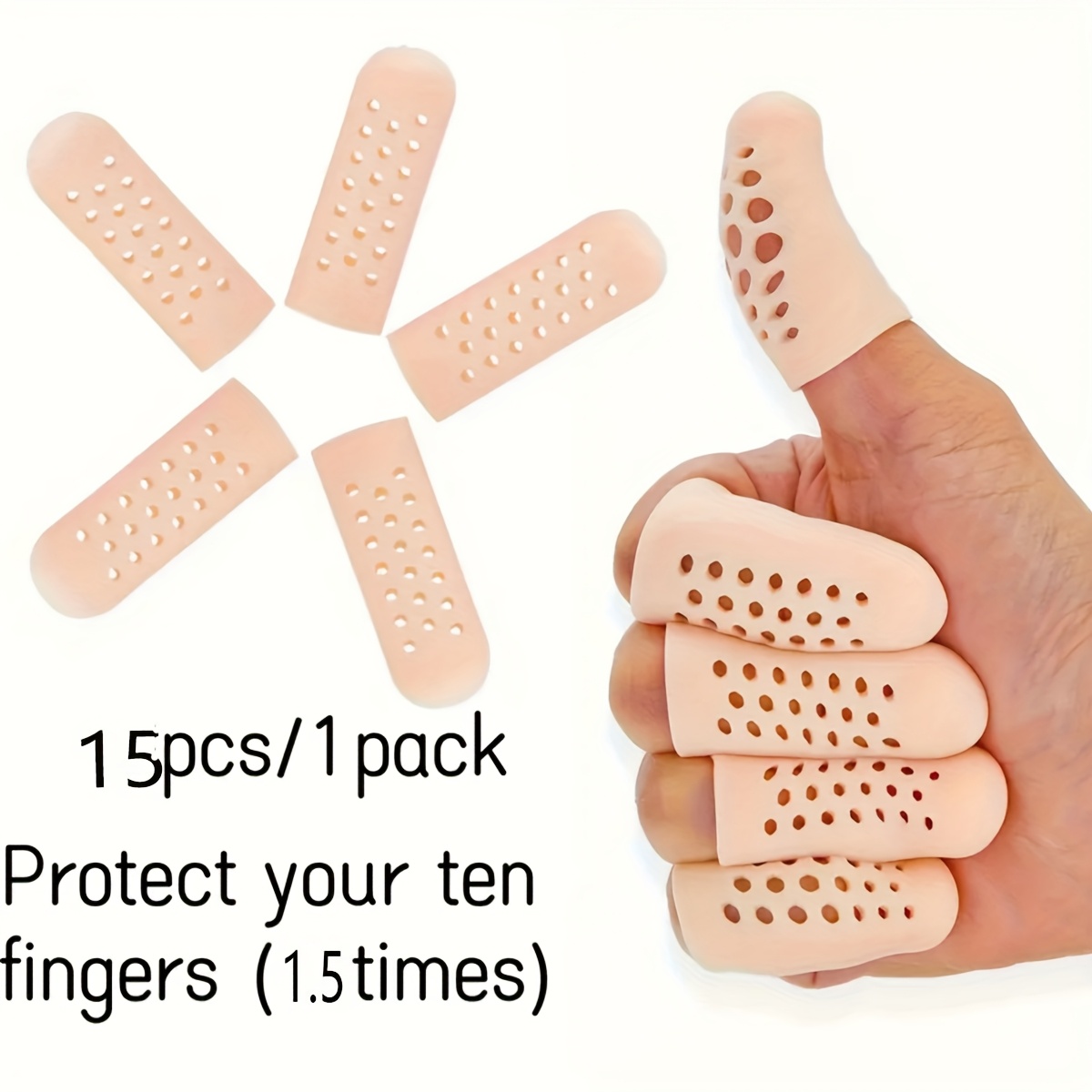E-shop 15/30 Stück Hochwertige Weiche Gummi Fingerlinge | Atmungsaktive Fingerkappen | Weicher Gel Finger Schutz | Fingernagelhüllen | Fingerstütze für