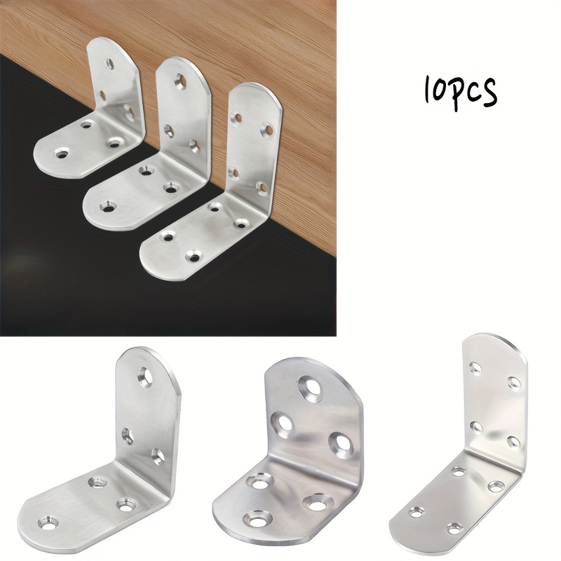 

10pcs Heavy Duty L-shaped Stainless Steel Bracket Angle Solid Stainless Steel 90-degree Joint Support Right Angle Bracket Corner Code