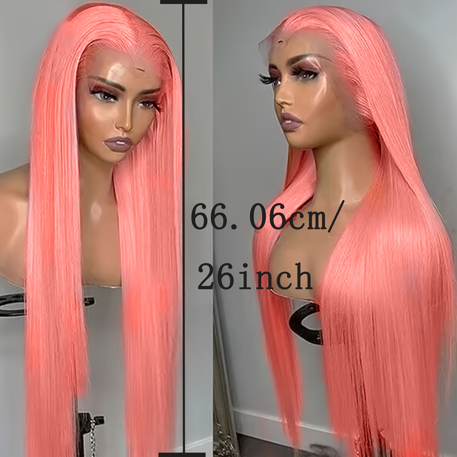 13x4 pink lace front wig long pink colored wigs straight wig  display picture 1