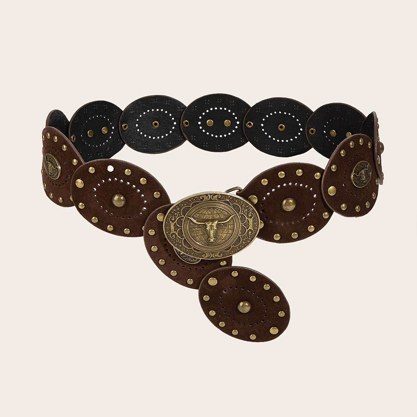 TEMU 1pc Women's Bohemian Y2k Designer High-end Fashion Decorative Wide Waist Belt, Vacation Vintage Studded Belt, Pairs With Dresses And Pants,