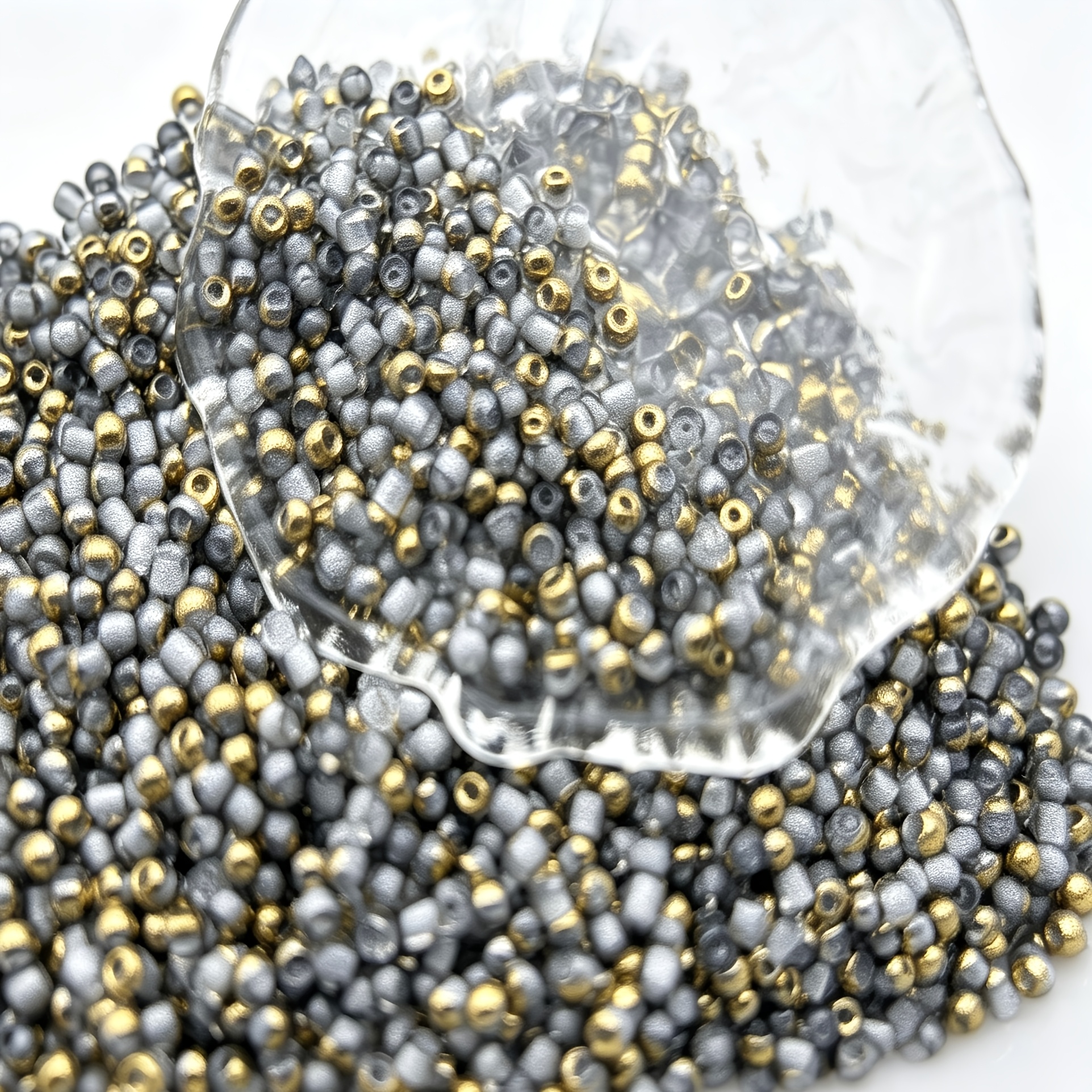 380pcs Half-Golden Artificial Jade Beads, Round Spacer Beads