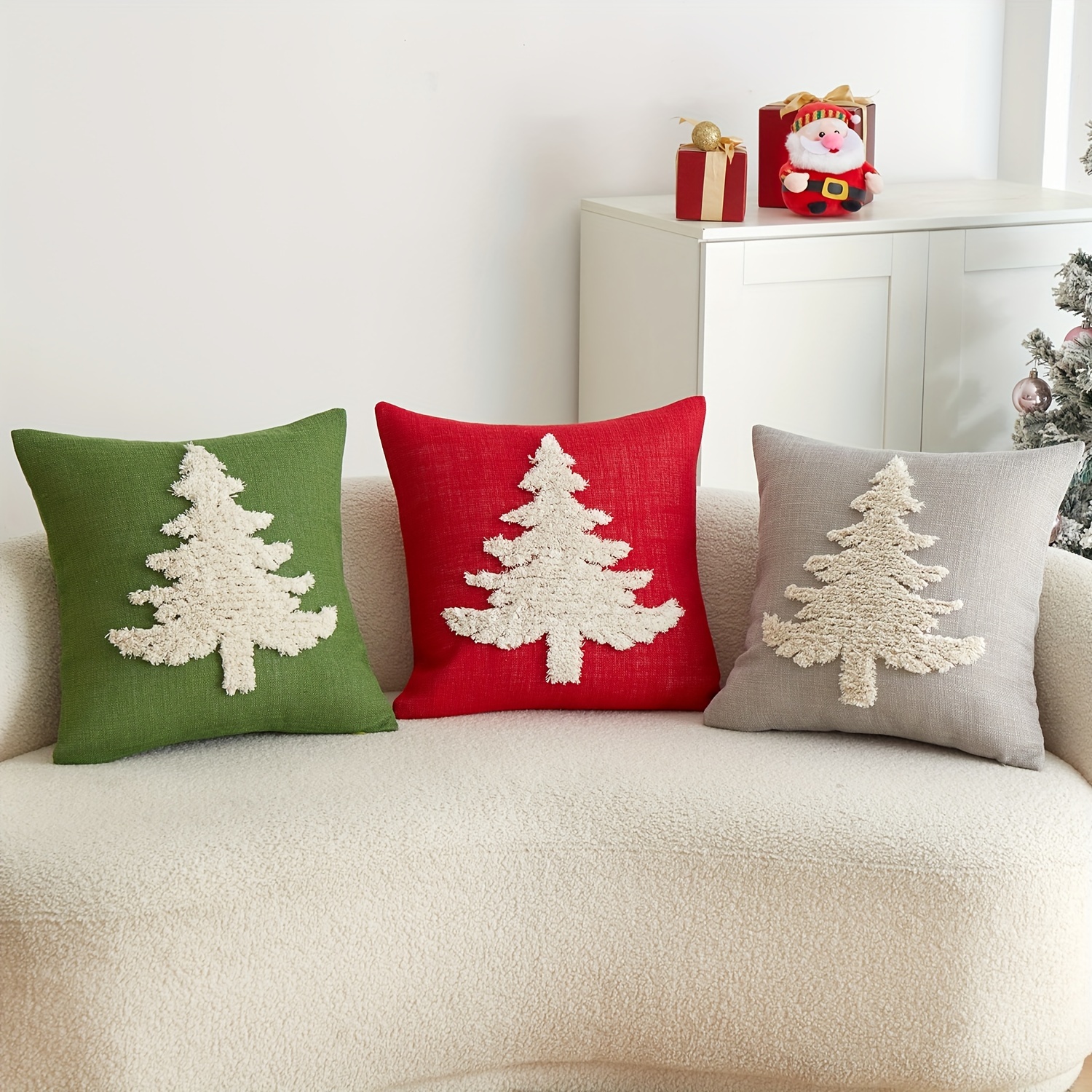 MIULEE Lot De 2 Housses De Coussins De Noël En Velours Décoratif Canapé Taie D'oreiller Super Lisse Doux Confortable Decoration Maison Salon Chambre Pour Canapé 40X40CM Beige