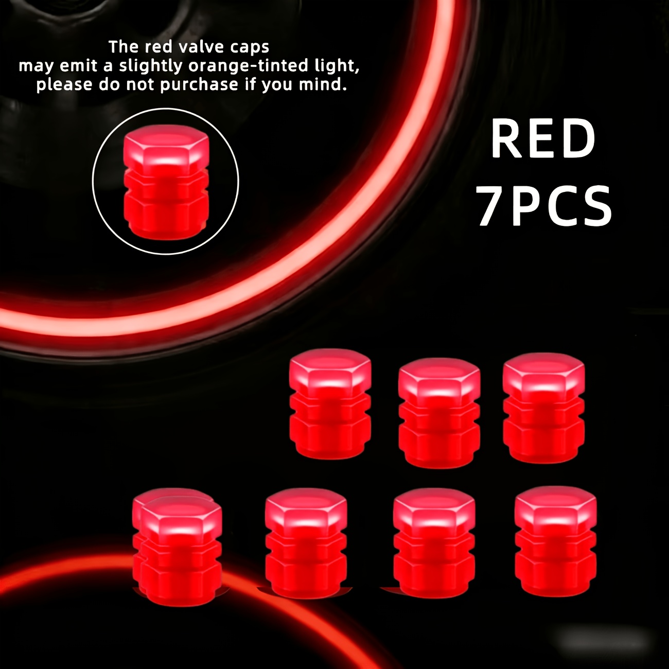 TEMU Universal Fluorescent Tire Valve Caps 7pcs Pack/bag, Multicolor Fluorescent Air Nozzle Covers, Suitable For Cars, Trucks, Motorcycles, Scooters,
