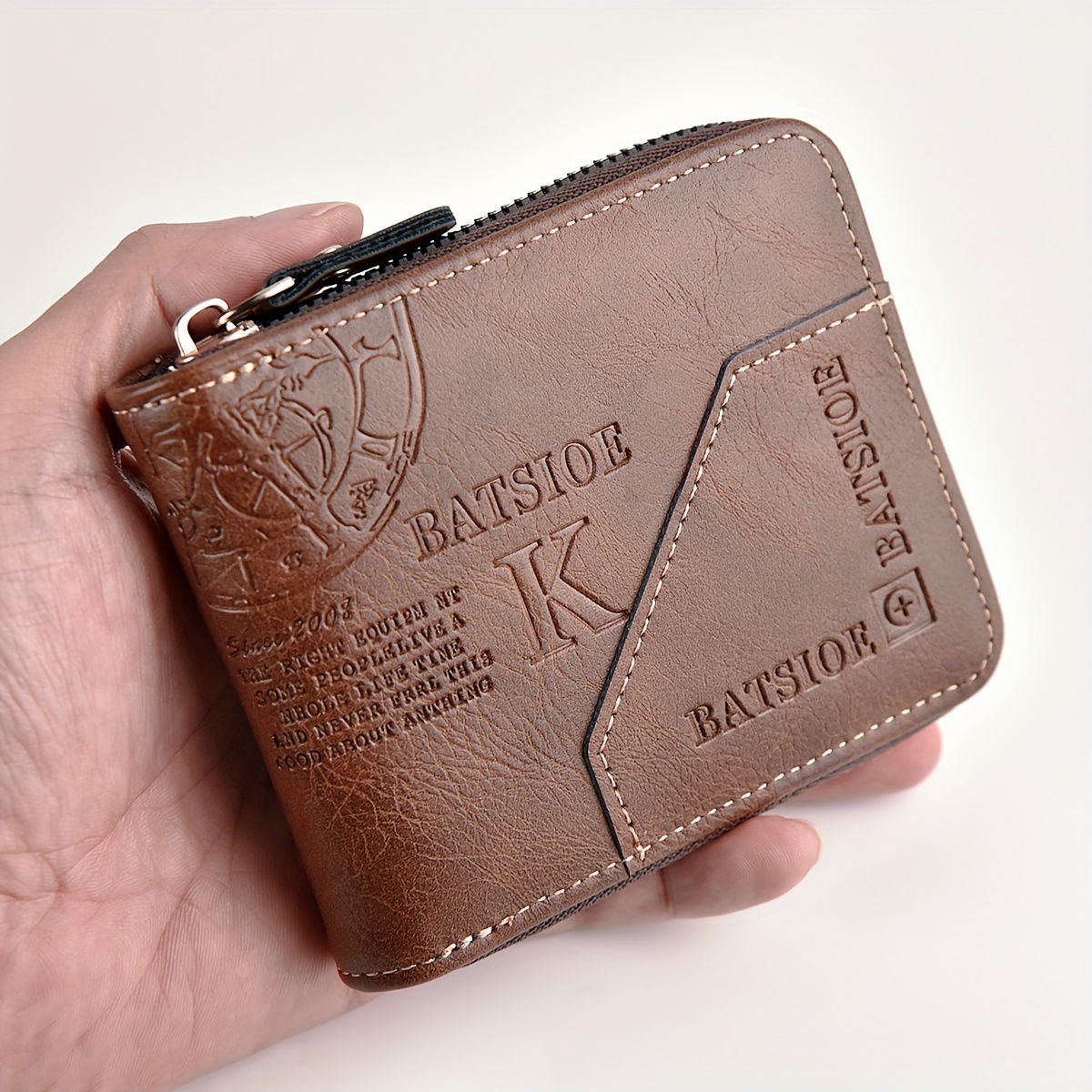 

Batsioe Men'- Wallet With Embossed Letters - Faux Leather, Credit Card Holder - Perfect Gift For Him