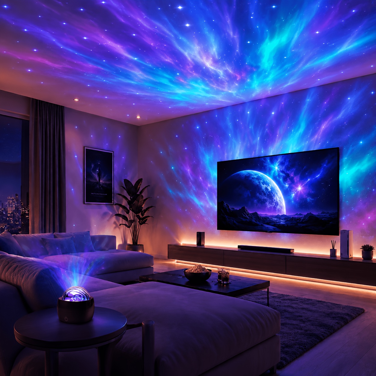 2pcs Aurora Galaxy Projector Light with Water Ripple Effect