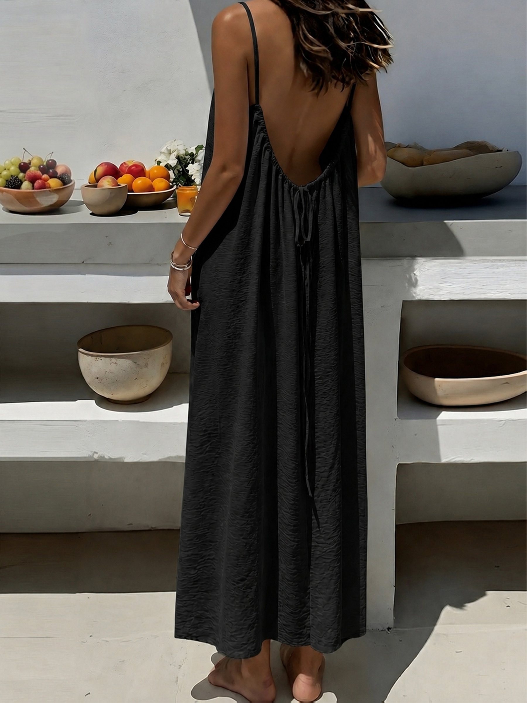 new camisole backless loose   long home skirt dress for women