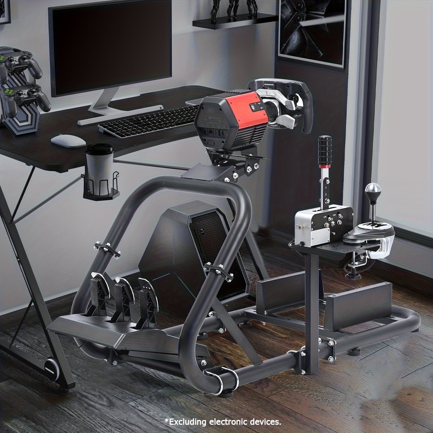 TEMU Minneer Cadre de Cockpit de Course à Tube Rond Compatible avec Logitech, , – Support de Volant de Course Réglable, Cockpit de Jeu Pédales de