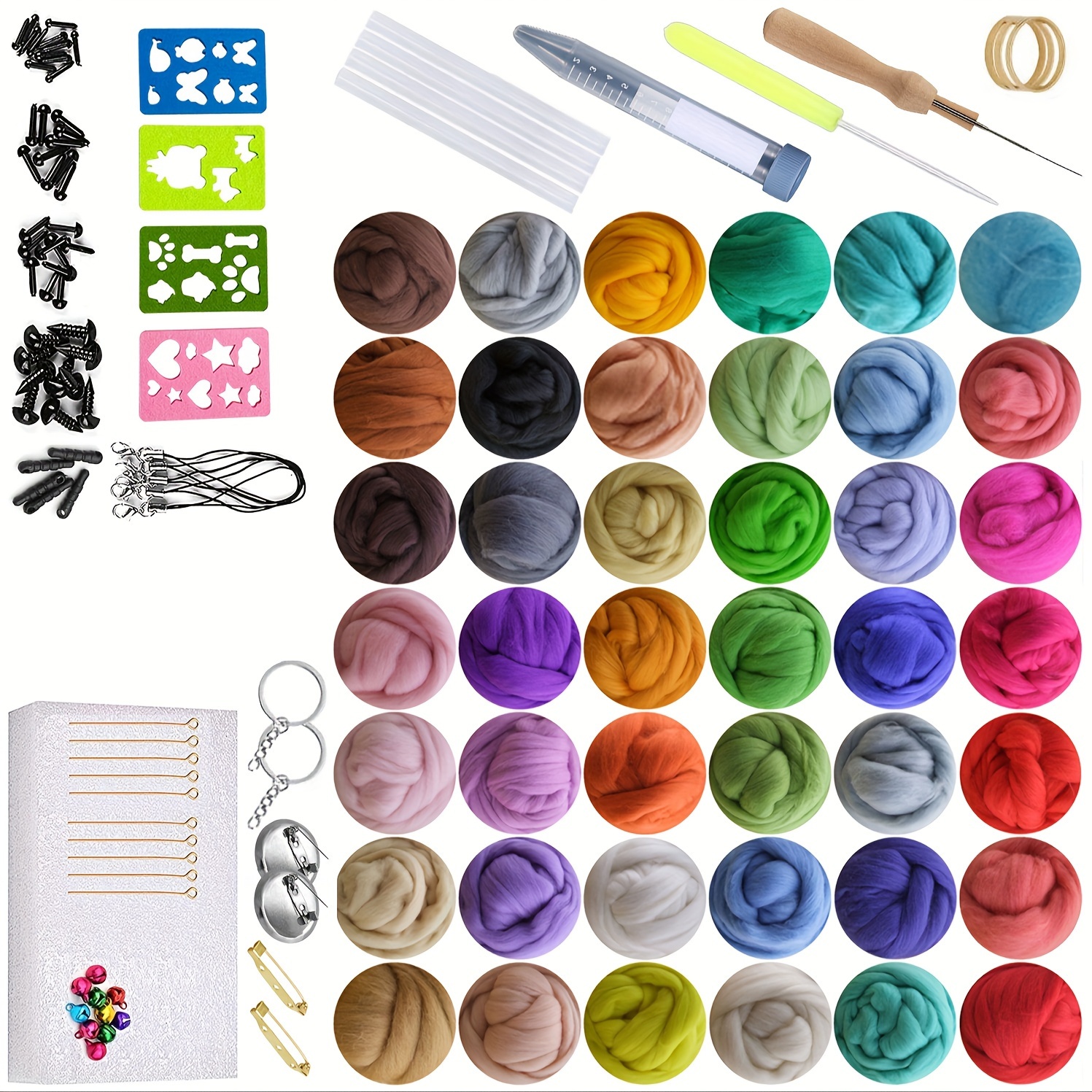 

141-piece Needle Felting Kit With 42 Assorted Colors Wool Roving, Felting Needles, Manual, And Accessories For Diy Crafts And Felted Animals