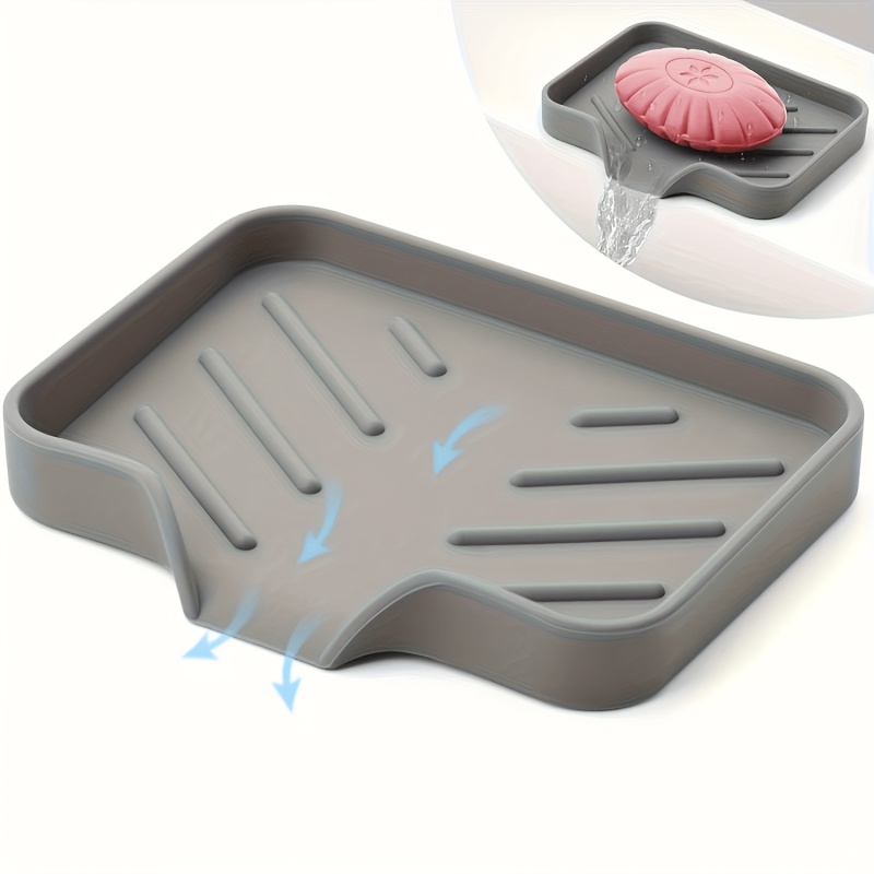 1pc Soap Dish - Soap Drain Tray, Lightweight Dishwashing Mat Foldable Drying Mat, Bathroom Soap Holder, Self-draining Soap Tray, Portable Tray, Suitable For Bathroom, Kitchen, Outdoor Travel, Etc