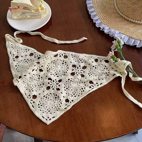 hand woven triangular scarf hair accessory for spring and and cute bohemian artistic style headband vintage openwork hair hoop for vacation beach party wedding valentines day easter carnival thanksgiving new years gift