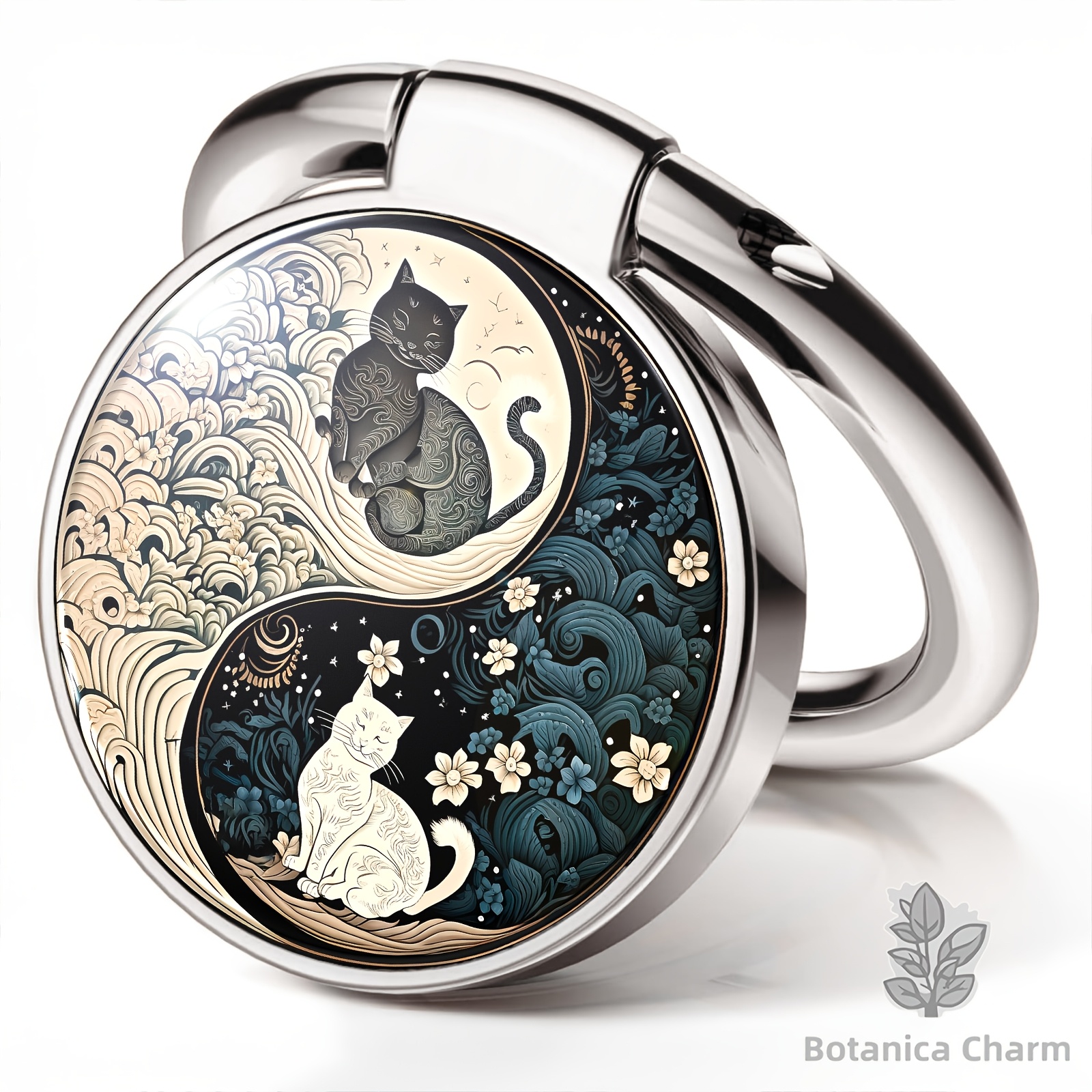 TEMU Yin Yang Cat, Pattern Phone Ring Holder, Metal Stand, 360° Rotation, Compatible With Iphone 17/16/15/14/pro Max/air/ And Galaxy S25/s24 Ultra