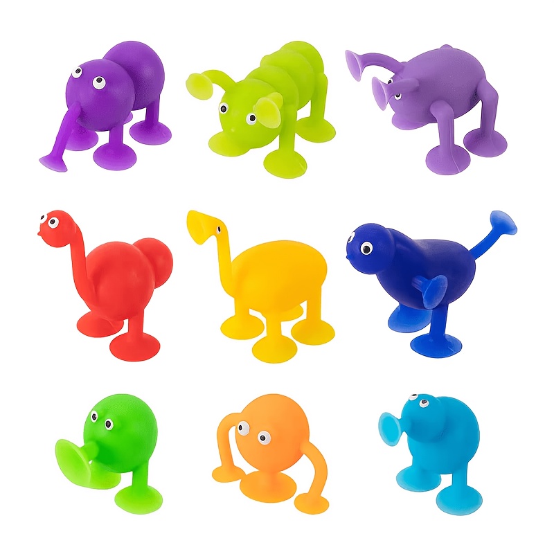 Gift For Her/him 9 Abstract Animal Silicone Suction Cup Toys, Car Travel Toys, Window Toys, Learning Toys, Thanksgiving Christmas Birthday Gifts Party Favor Gift Bags, Back To School Gift