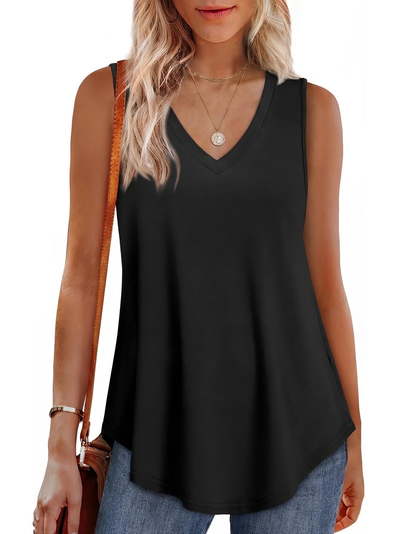 womens comfortable casual top elegant loose basic shirt fashion v neck sleeveless vest