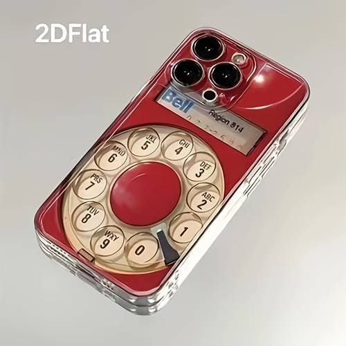 phone case vintage rotary dial telephone design red phone case suitable for iphone models 17 16 15 14 13 12 11 xs max 11 pro max 13 pro 14 pro 15 pro 17 pro 17 pro pro max 15 pro max 14 pro max 13 pro max xs max