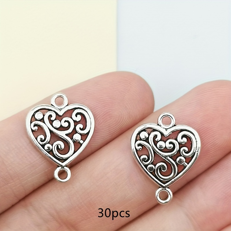 TEMU Conectores para pendientes de de melocotón con vintage de 19X15 mm, dijes plateados antiguos, colgantes, pendientes hechos a , pulseras,