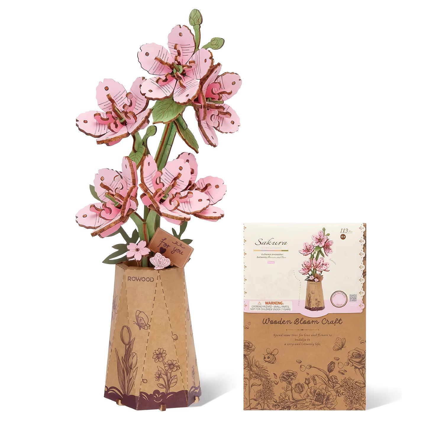 TEMU Rolife Sakura 3d Wooden Flower Puzzle, Diy Building Kit For Home Decor, Christmas Halloween Birthday Gifts For Adults And Teens 14+
