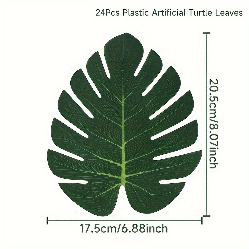 24pcs Artificial Leaves - Realistic Plastic Hawaiian Party Decor For Beach, Jungle, Wedding & Birthday Table Settings, Hawaiian Party Decorations