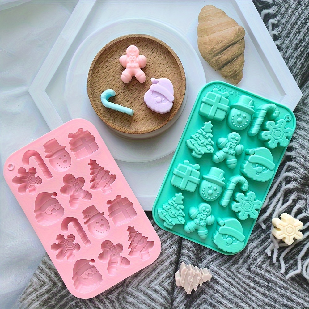 

14-cavity Silicone Christmas Mold - Santa, Snowflake & Tree Shapes For Ice Cubes, Candy, Chocolate - Perfect For Holiday Baking & Kitchen Crafts