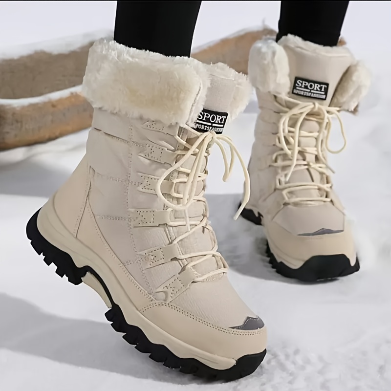womens heavy duty snow boots with like collar cold resistant winter shoes anti slip rubber sole round toe for ice walking hiking skiing warm ankle boots wide width   for moms Product details 0