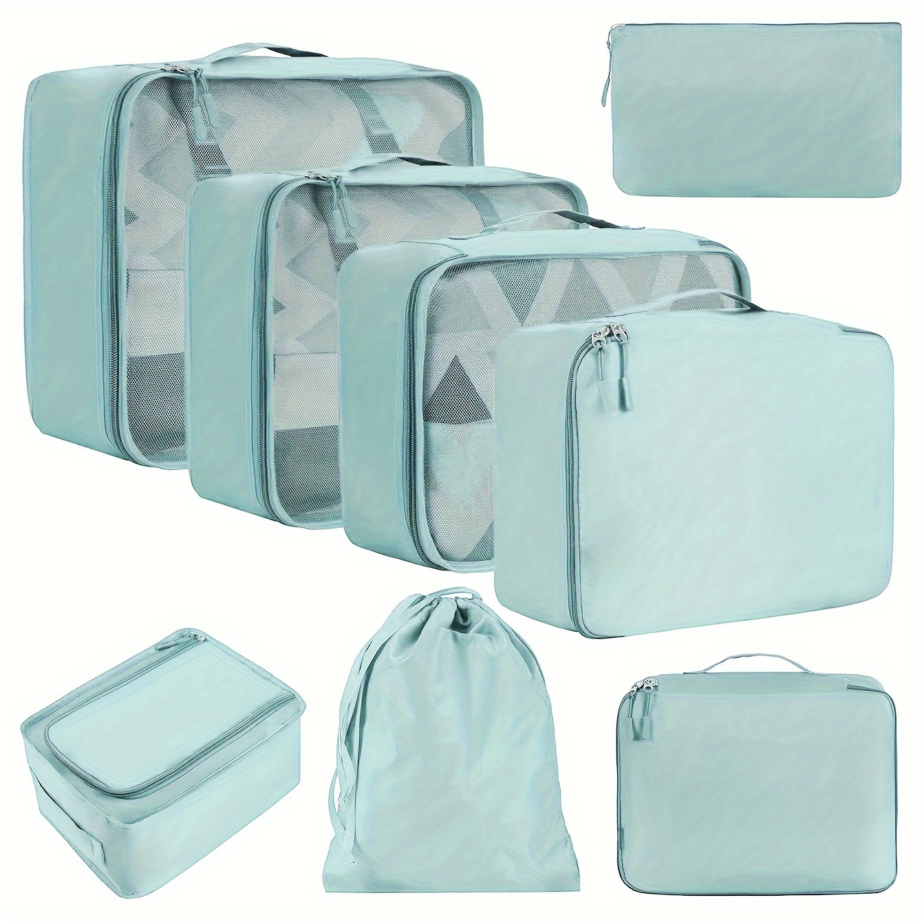 TEMU 8pcs Luggage Packing Cubes, Travel Essentials, Travel Bag Organizer Set