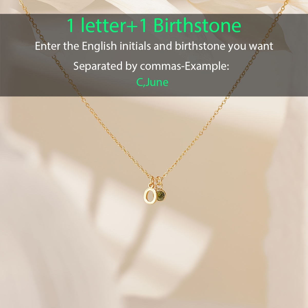 TEMU Gepersonaliseerde Dames Geboortesteen Hanger Ketting, 18K Goud Verguld RVS, Aanpasbare Initialen & Geboortesteen, Minimalistische Stijl, Perfect
